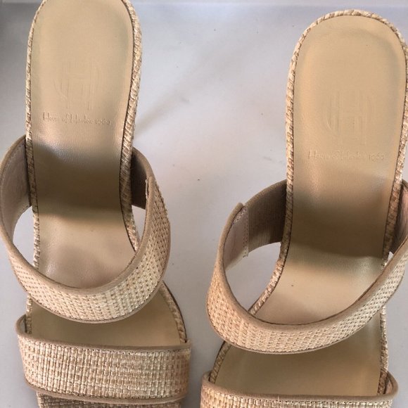 House of Harlow 1960 X REVOLVE Lane Heels Natural Straw Beige Pumps - Picture 6 of 8